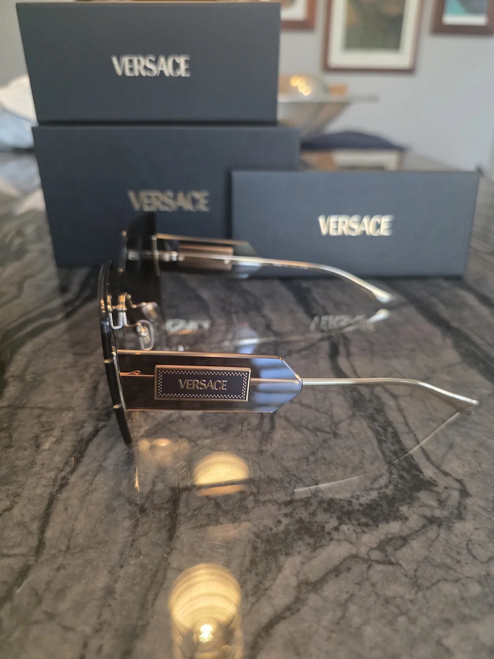 NWT Versace Women's Oversized Square Rimless Sunglasses